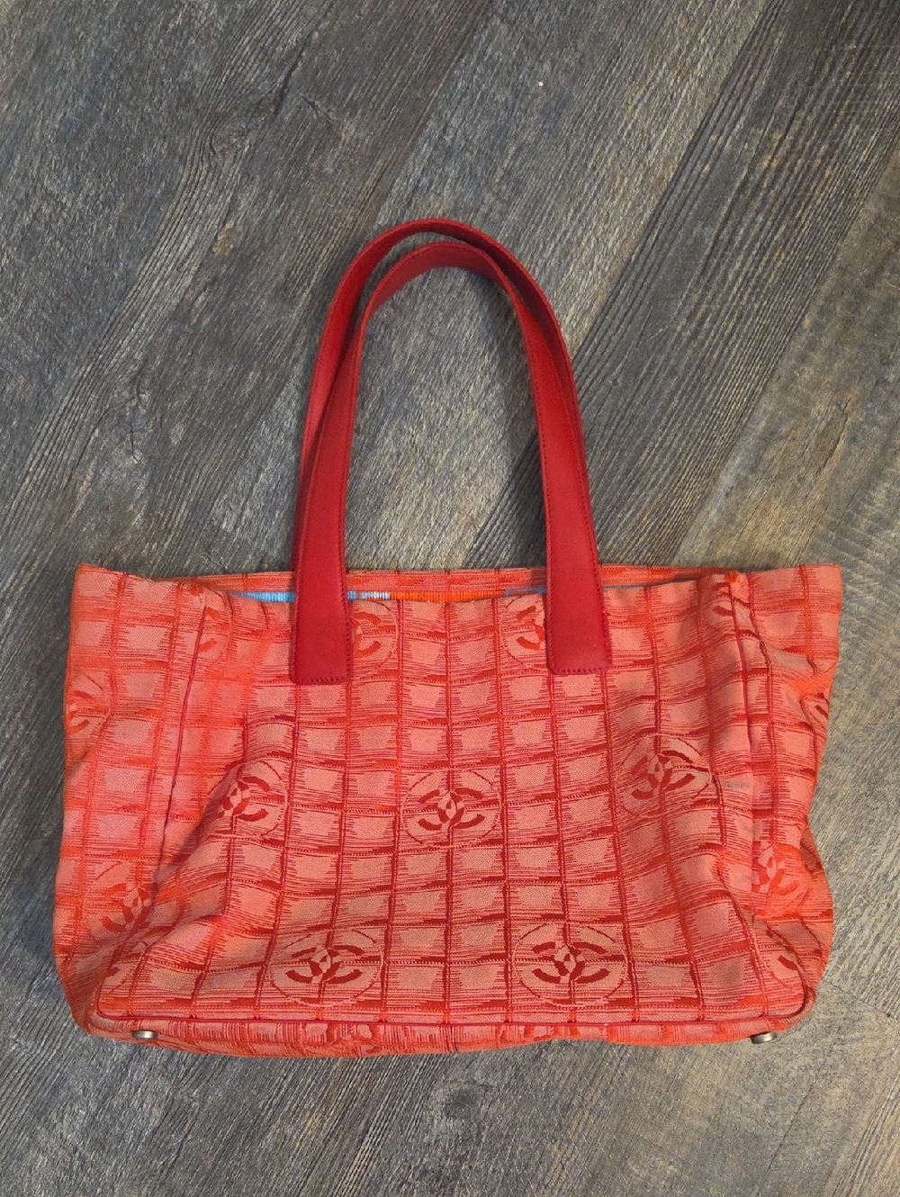 Chanel CC Red Monogram Tote